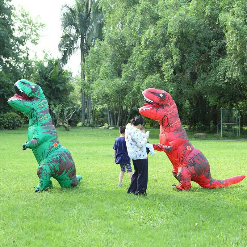 Disfraz de dinosaurio inflable t-rex para ni&ntilde;os y adultos, conjunto de Cosplay, Jurassic, Halloween-3