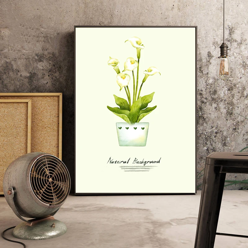 Акварельные листья настенная живопись зеленый стиль растения скандинавские