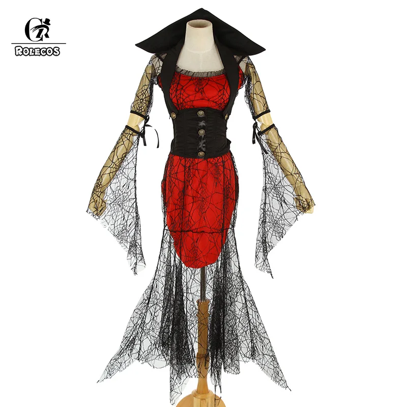 Женский костюм вампира ROLECOS черное платье паук без надписей ведьмы на Хэллоуин