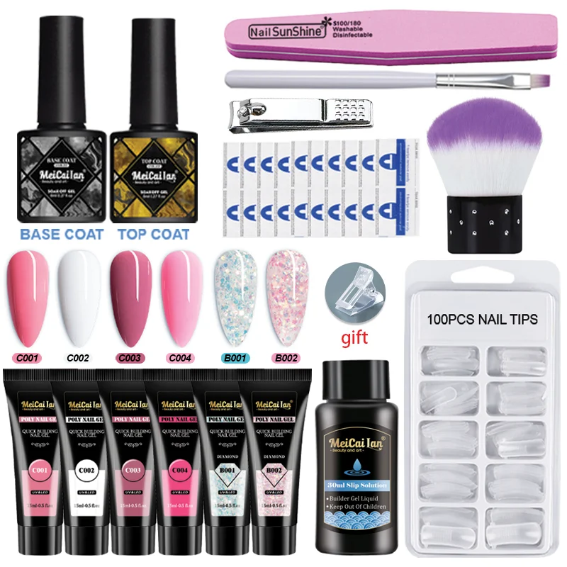 

MEICAILAN Nail Gel Kit Poly UV Gel Set Acrylic Solution Builder Poly Nail Complete Kit Extension Nail Tools Set For Manicure Set