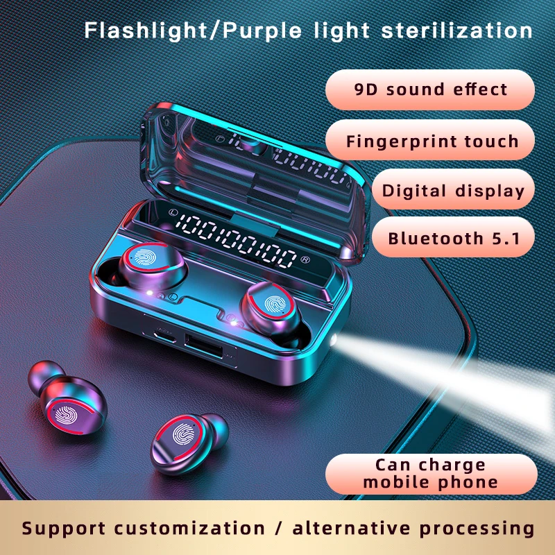 

Aiheb f9-3 wireless Bluetooth headset touch stereo cordless headset with charging box fast transfer TWS earplug