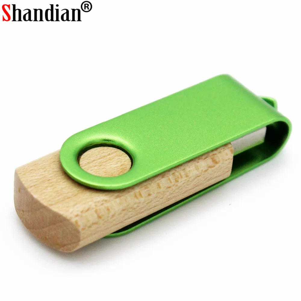 SHANDIAN Wooden Rotating flash drive pendrives 4gb 8g 16gb 32gb 64g memory stick USB creativo gift 1PCS free custom logo | Компьютеры и