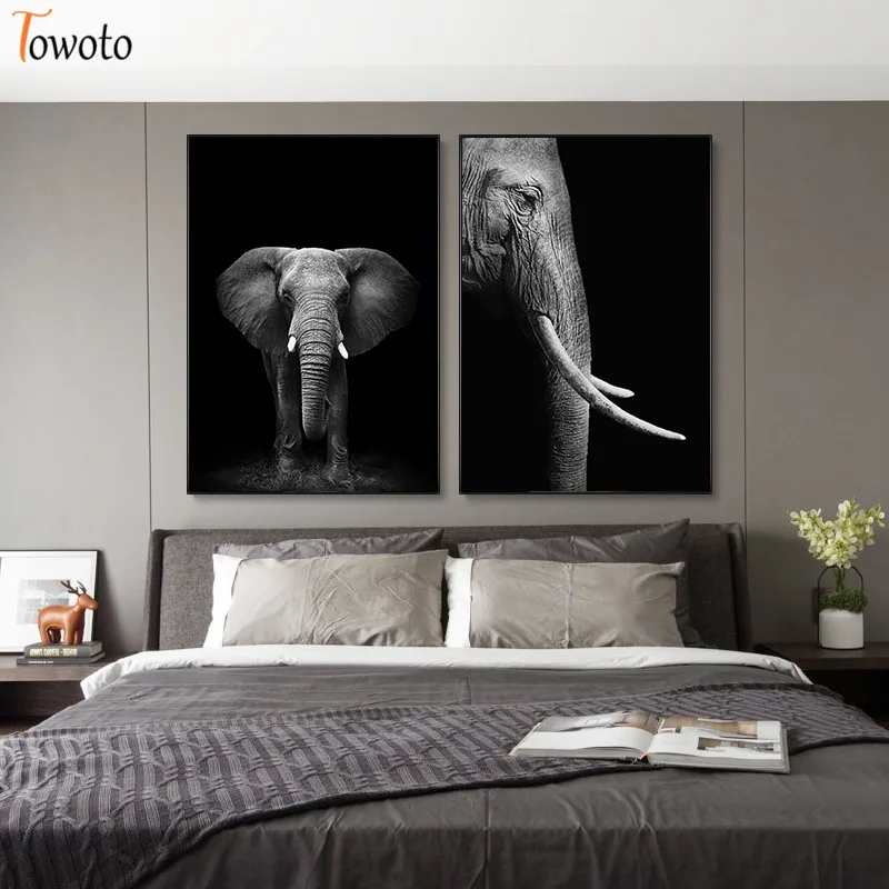 Настенный художественный плакат с изображением диких животных черно-белый цвет