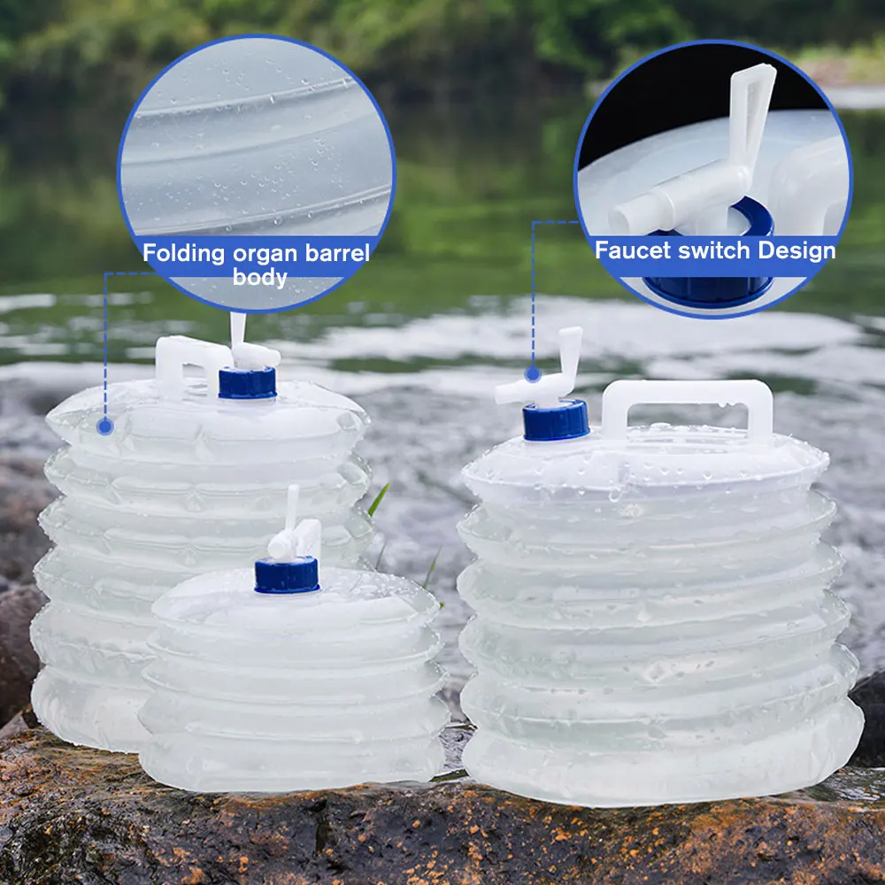 

3/5/10/15L Portable Water Bag Folding Bucket Outdoor Camping Collapsible Water Bag Container Food Grade Water Storage Bucket