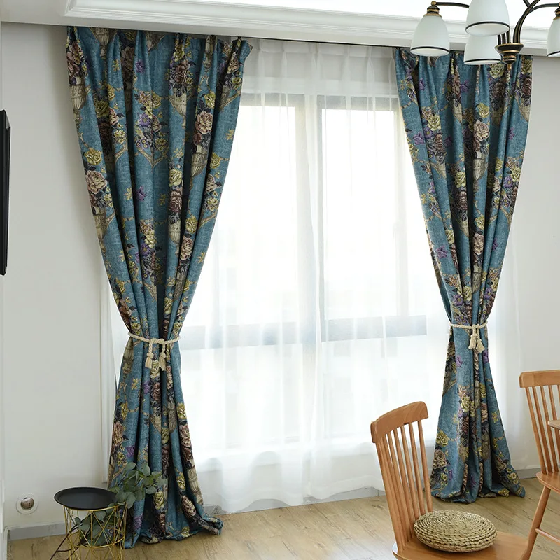 Европейская Цветочная корзина хлопковый светильник садовые шторы для гостиной