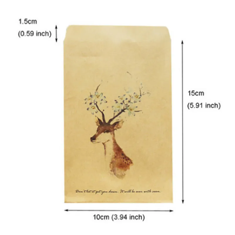 10Pcs Deer Painted Paper Kraft Bitty Candy Packing Bags Envelopes Chinese Traditional Painting Christmas Party Favor Gift Bag images - 6