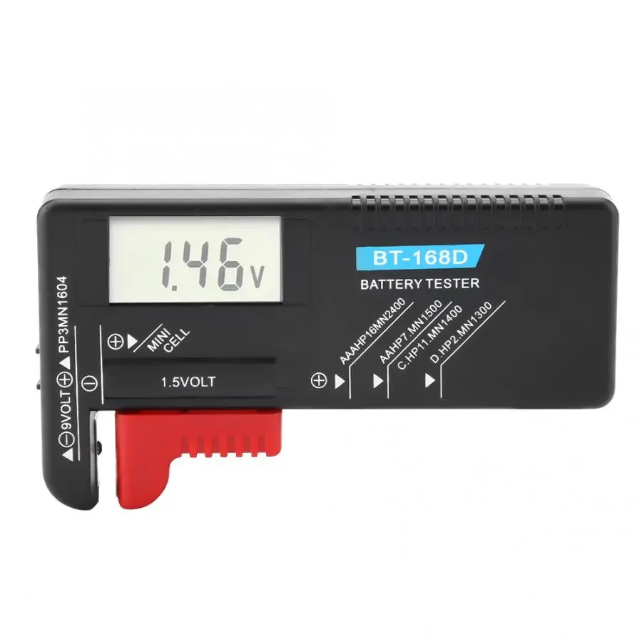BT 168D универсальный цифровой с ЖК дисплем AA/AAA/C/D/9 В/1 5 в мини кнопочный тестер