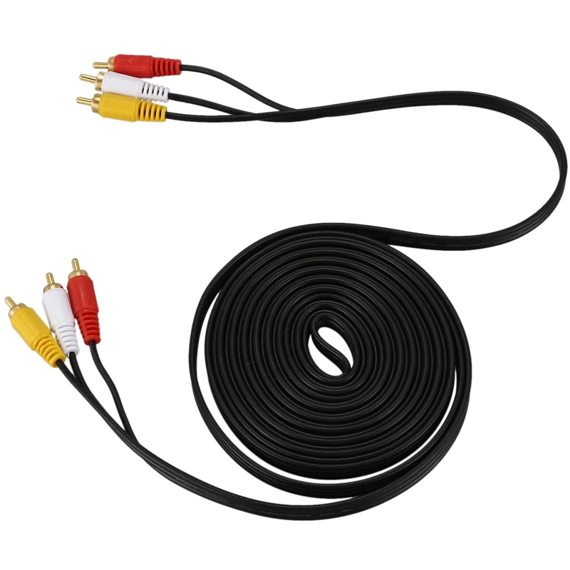 Triple 3 RCA Male to o Video DVD TV AV Cable 4.6M Long Black | Электроника