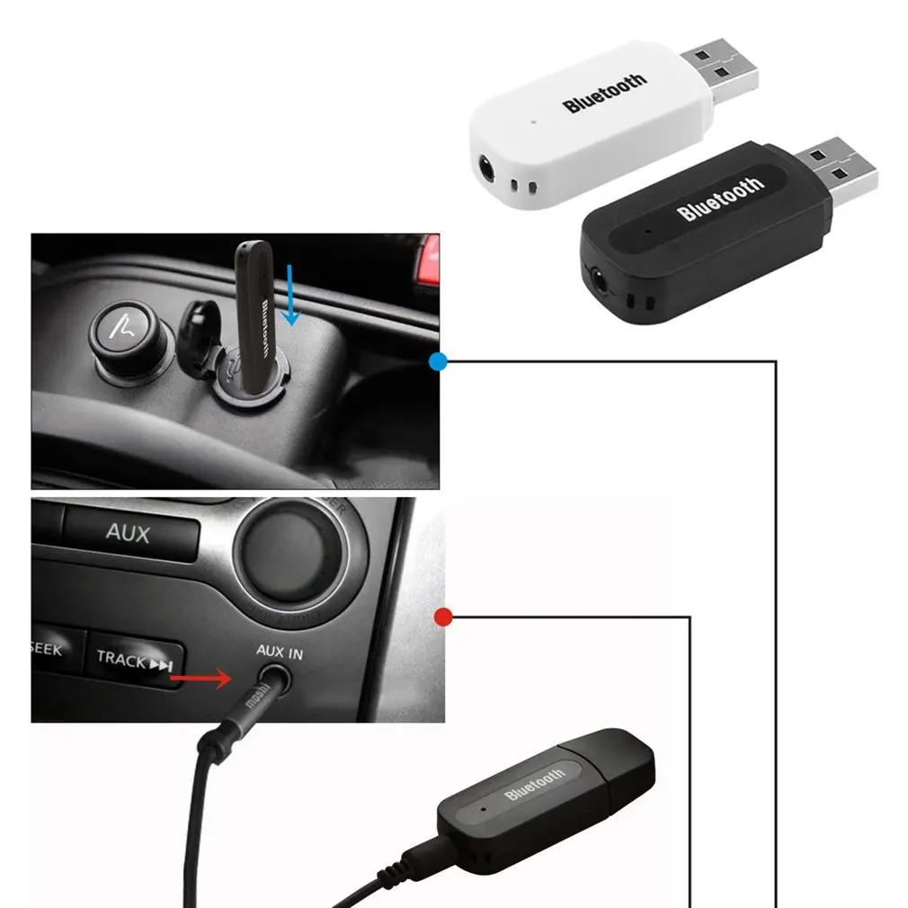 Беспроводной автомобильный USB-адаптер 3 5 мм разъем AUX музыкальный стереоприемник
