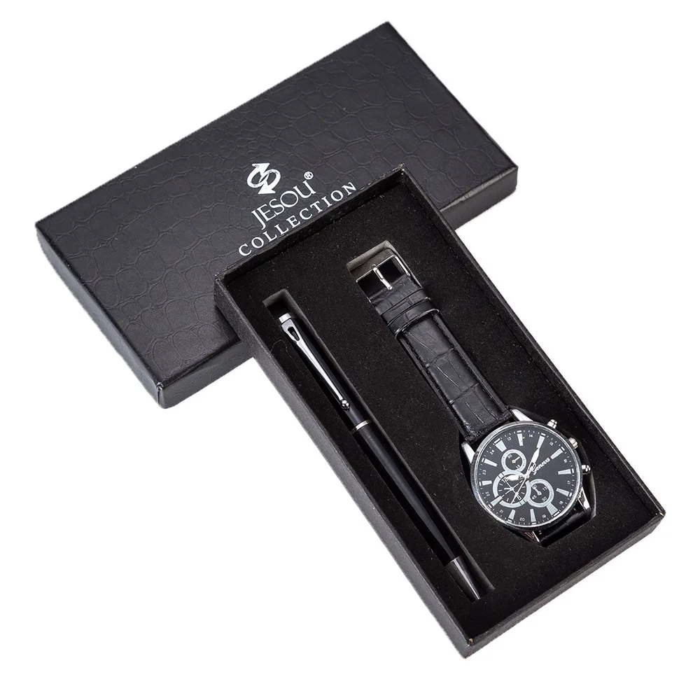 

Men's Gift Set Beautifully Packaged Watch + Pen Set Hot Selling Creative Combination Set Men Watches 2021 Luxury Parejas Regalos
