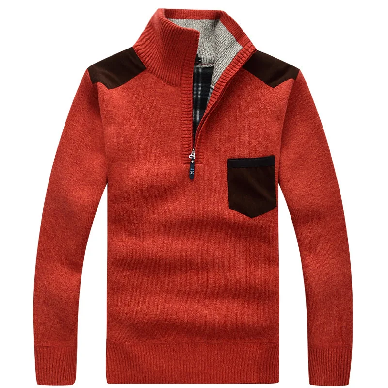 

M.Y.FANTASY Winter Men's Fleece Thicker Sweater Half Zipper Turtleneck Warm Pullover Quality Male Slim Knitted Wool Sweaters For