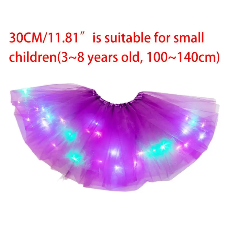 

Little Girls LED Light Up Tulle Tutu Skirt Neon Colorful Luminous Kids Princess Party Ballet Dance Layered Short Dress Festival
