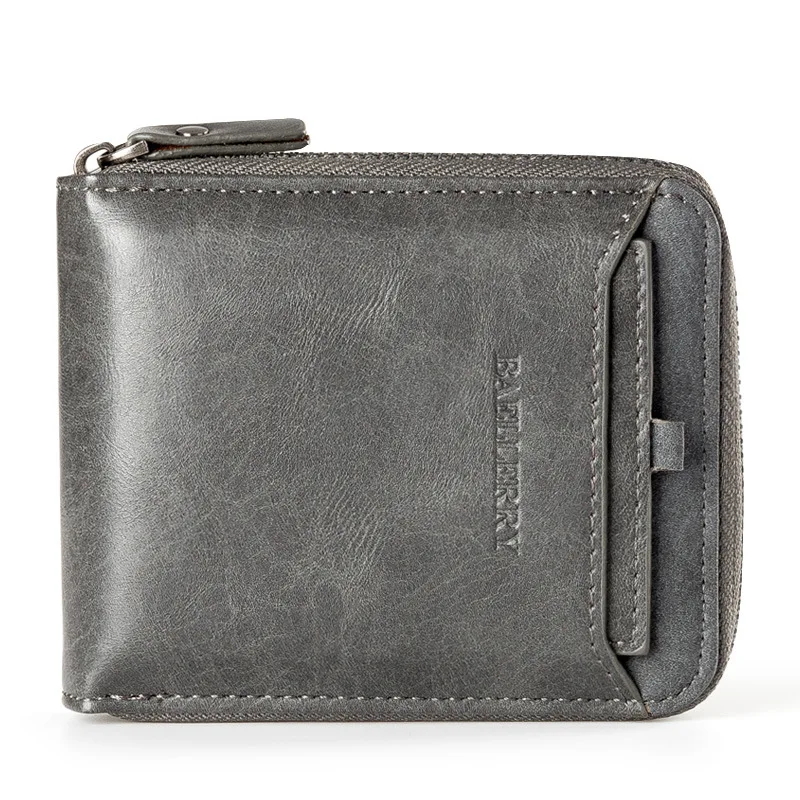 Hot Selling Men Short Wallet Retro Horizontal Zipper Wallet Card Holder Young Man Business Wallet Coin Purse