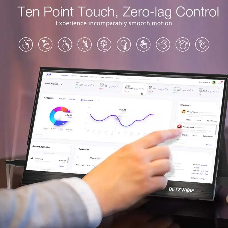 blitzwolf bw pcm3 15 6 inch touchable fhd 1080p type c portable computer monitor gaming display screen for smartphone laptop free global shipping