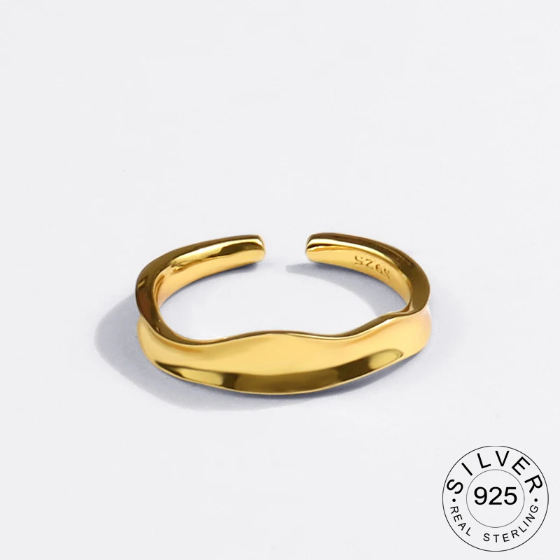 

925 Sterling Silver Rings for Women Gold Color Vintage Wedding Trendy Jewelry Large Adjustable Antique Rings Anillos