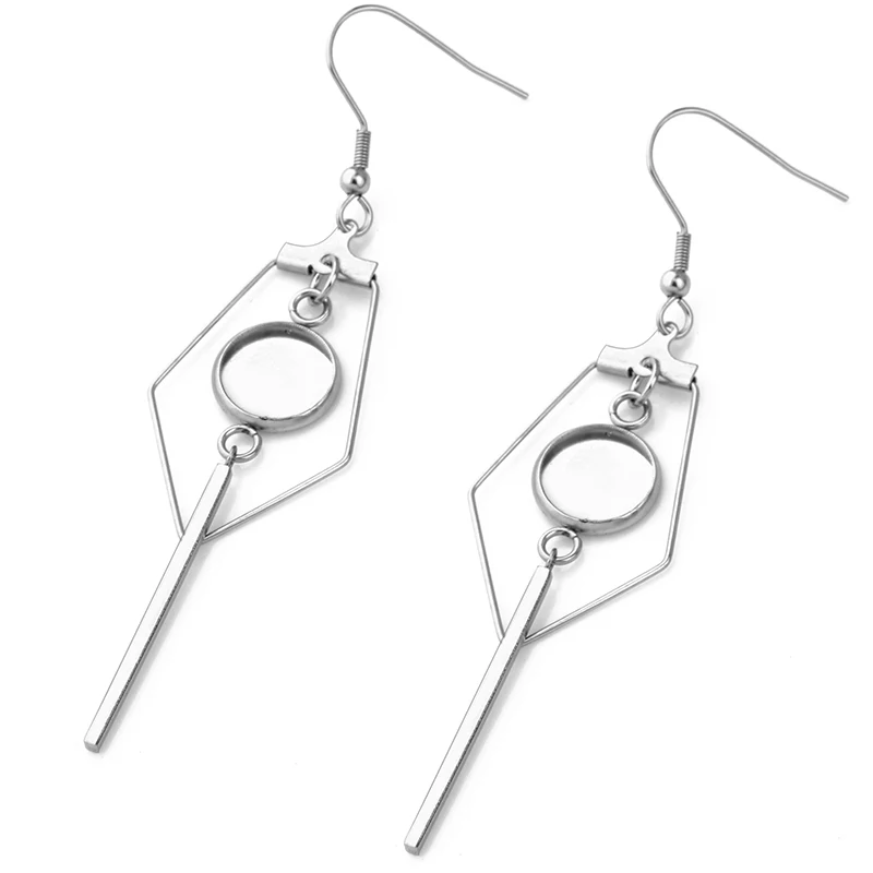 6pcs Stainless Steel Cabochon Earring Settings 6mm 8mm 10mm 12mm Blank Base DIY Earrings Hooks Findings Jewelry Making