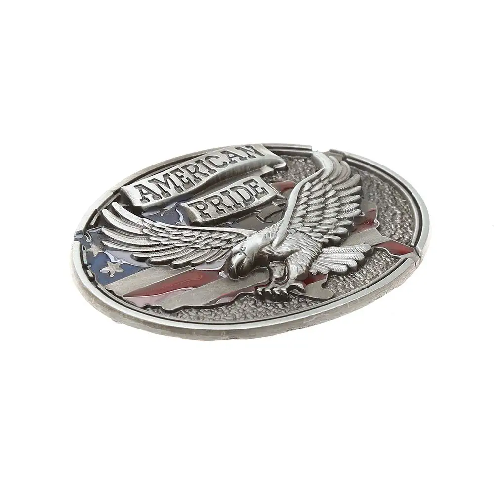 American Pride silver belt buckle for man western cowboy without custom alloy width 4cm | Belt Buckle