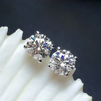 meibapj 3 carats d color moissanite diamond 4 claws classic stud earrings 925 sterling silver fine wedding jewelry for women