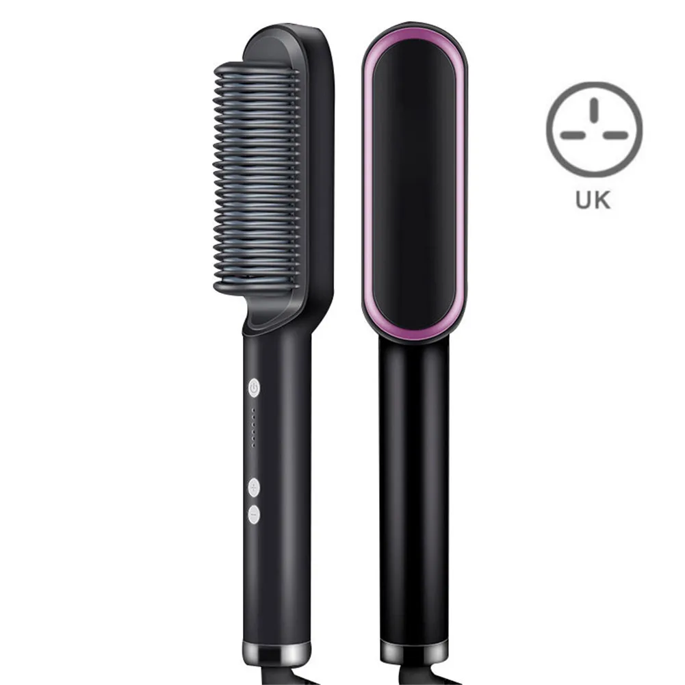 

Heating Hair Straightener Brush Hair Electric Hair Comb Brush Ceramic Straight Curler Styling Tool C44