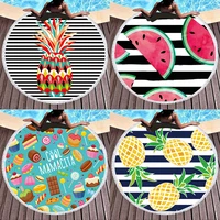 european and american style round printed beach towel shawl hot style fruit series towel