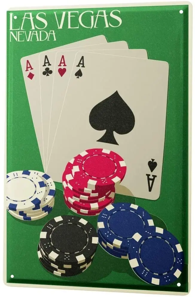 

SINCE 2004 Tin Sign Metal Plate Decorative Sign Home Decor Plaques Wanderlust City Las Vegas Poker