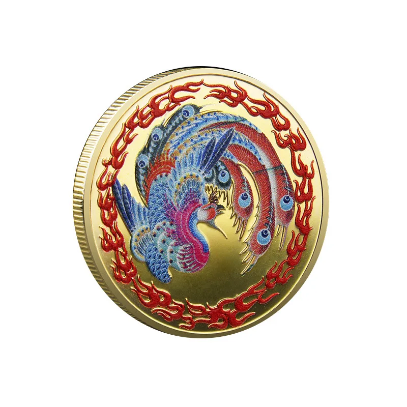 

Phoenix Rebirth From The Flame Commemorative Coin Traditional Chinese One of The Four Great Beasts Metal Crafts Gifts