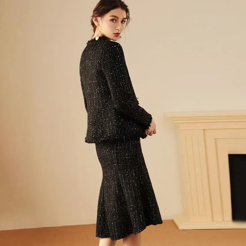 Max Spri 2020 новая коллекция для Chanelstyle Женский комплект из двух предметов твидовая