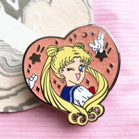 glisten cutie sailor moons hard enamel pin kawaii schoolgirl and rabbit heart shaped brooch magical girl pins anime fans gift