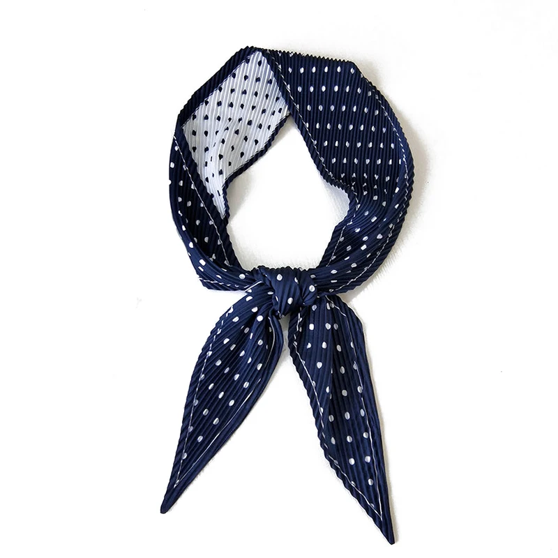 Милый хиджаб саржевый шелковый шарф шейный галстук в горошек с цветочным принтом