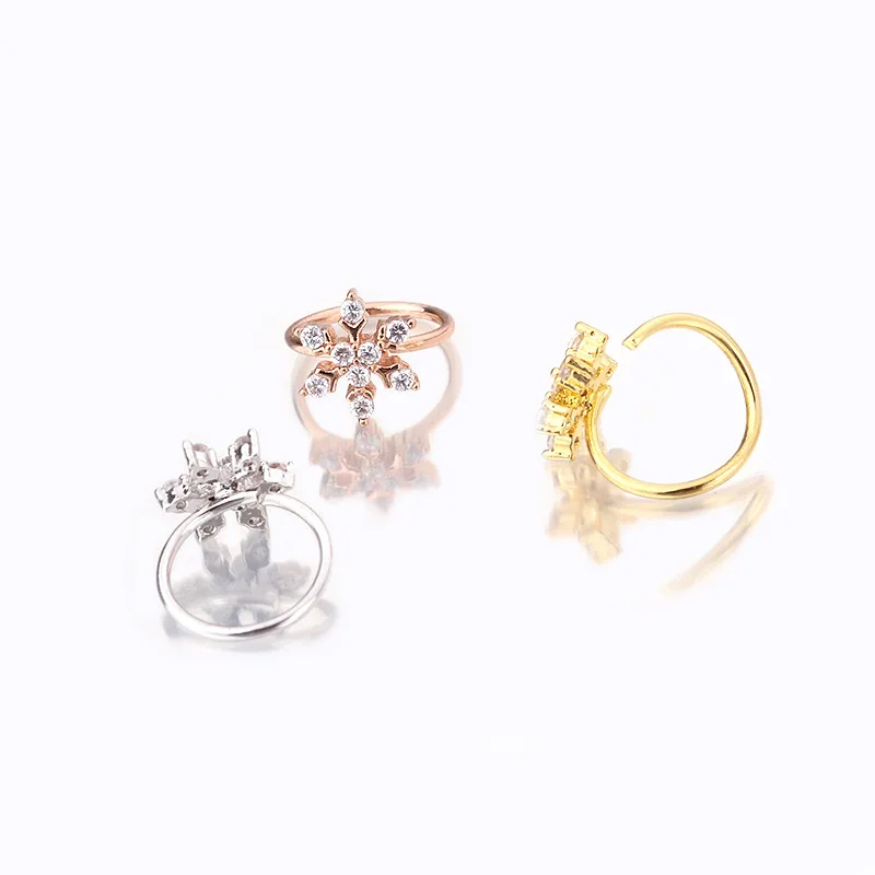 

1PC Elegant Gift Snowflake Cartilage Nose Ring Hoop For Woman Girls Boy Unisex Stud Rings Nose Piercing Body Jewelry Gift