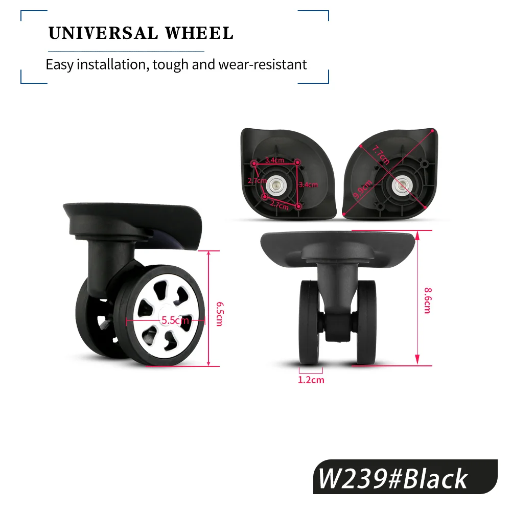 HANLUOKE W239 Luggage Universal Wheel Accessories Wheel Boarding Airline Box Wheel Caster Silent Wheel Silent Reinforcement
