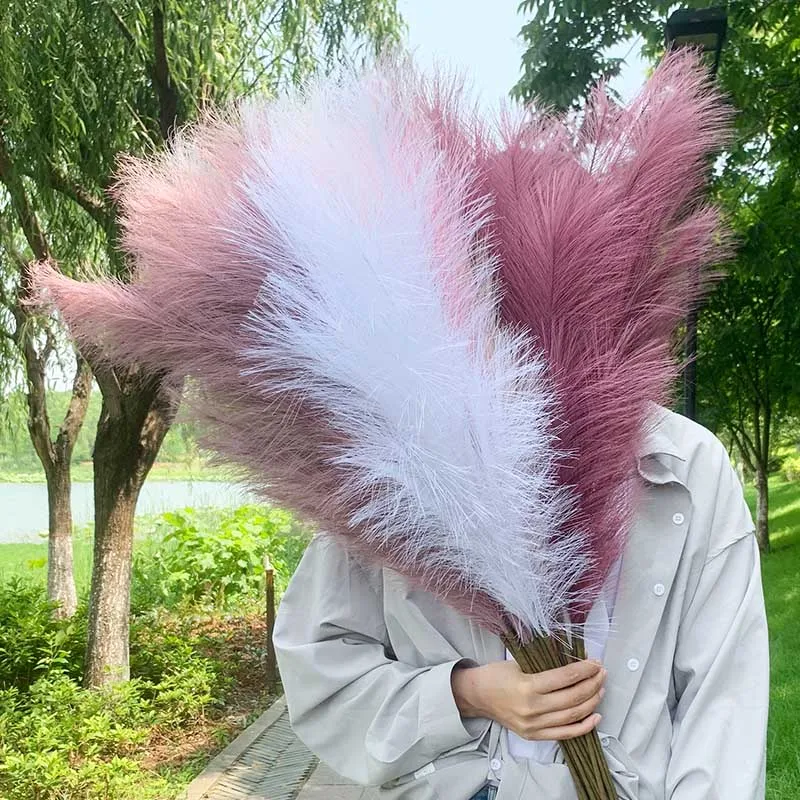 100cm 1Pc Dried Reed Pampas Grass Bouquet Phragmites Artificial Plants Wedding Flower Bunch For Home Decor Fake Flowers