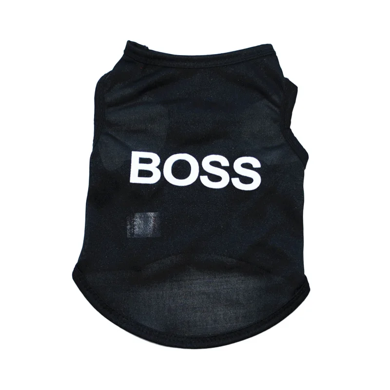 Black Boss Pawstrip XS-L жилет для собак, летняя одежда для собак, черные футболки для маленьких собак, чихуахуа, Йоркского мопса, жилет для кошек, костюм - Цвет: Black Boss