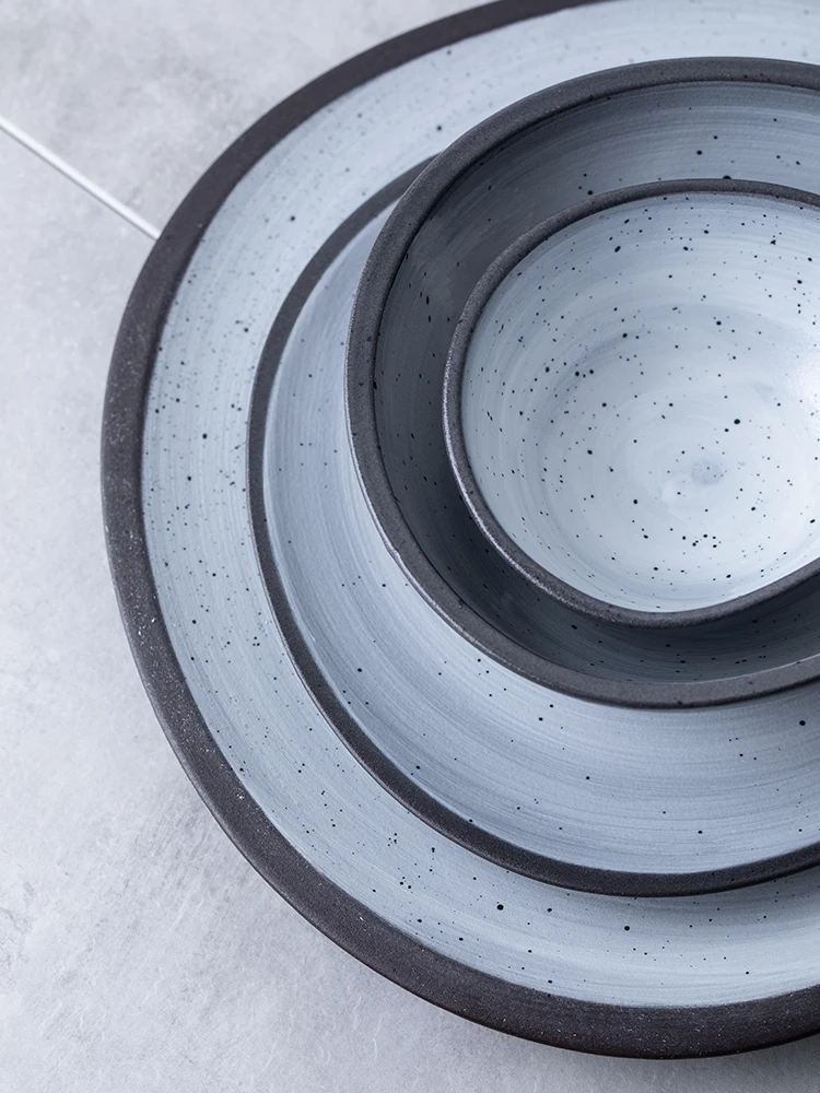 Керамическая миска особой формы большая тарелка домашняя для стейка креативная