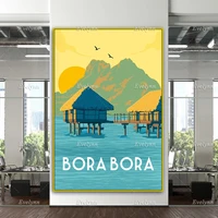 bora bora travel poster bora bora travel print retro bora bora print bora bora wall art home decor canvas unique gift