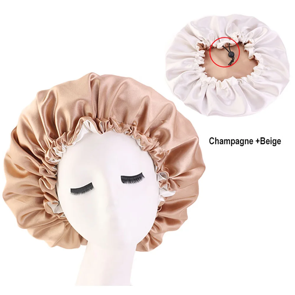 

1pc High Quality Sleeping Cap Bonnet Elastic Silky Night Hat For Women Girl Hair Care Tool Supplies