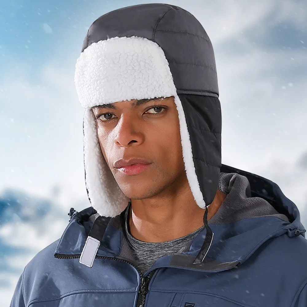 

Winter Lei Feng Cap Women Men Fur Warm Windproof Ear Flap Ski Cold Anti Snow Hats Ski Trooper Trapper Cold Anti-snow Riding Cap