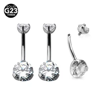 astm f136 titanium double cubic zirconia navel piercing belly button ring curves barbell body jewelry for women girls