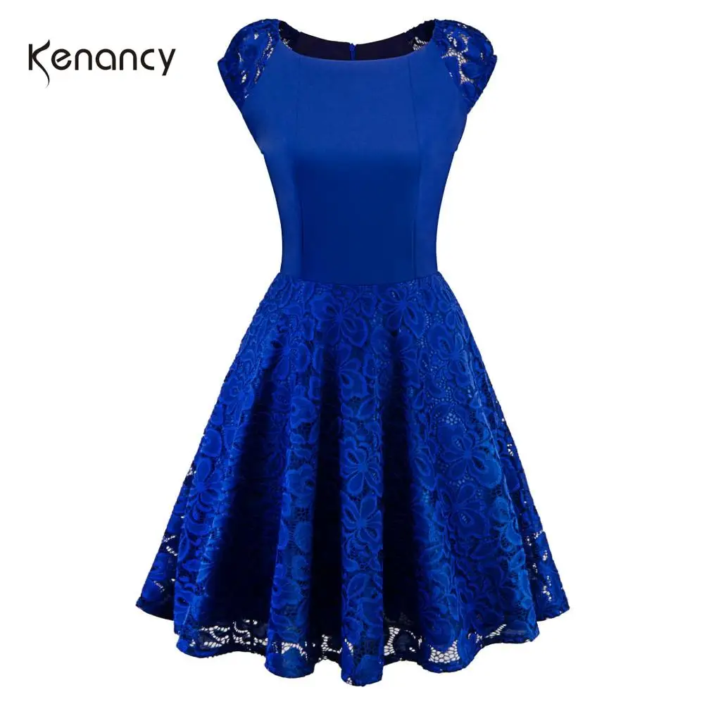 Женское винтажное платье туника Kenancy ретро с круглым вырезом и короткими