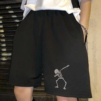 mens funny shorts summer korean harajuku retro spoof skull embroidery loose casual sports male female student pants hip hop
