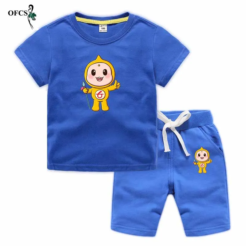 

Hot Sale Children's Suit Baby Boy Clothes Kids Summer New Cartoon Short-Sleeve T-shirt+Elastic Waist Shorts 2Pcs/Set Sports Suit
