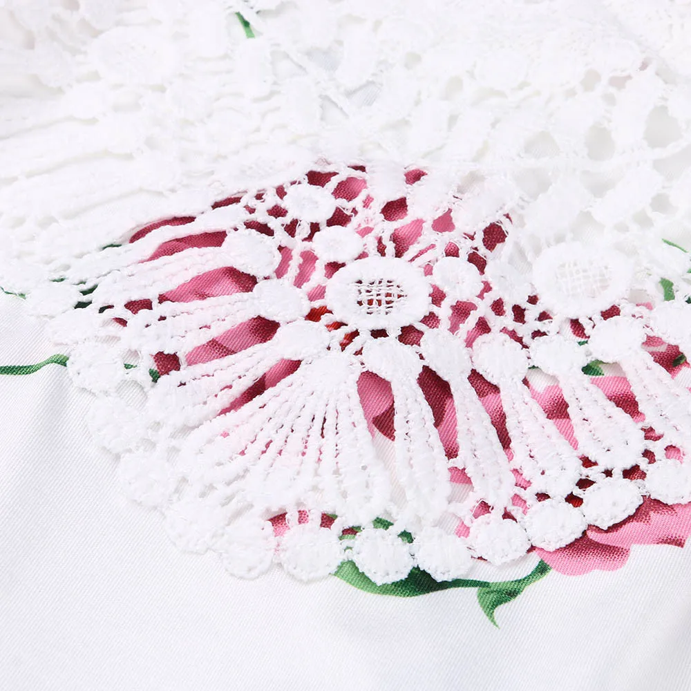 Летнее платье женское кружевное с принтом без рукавов в стиле бохо короткое