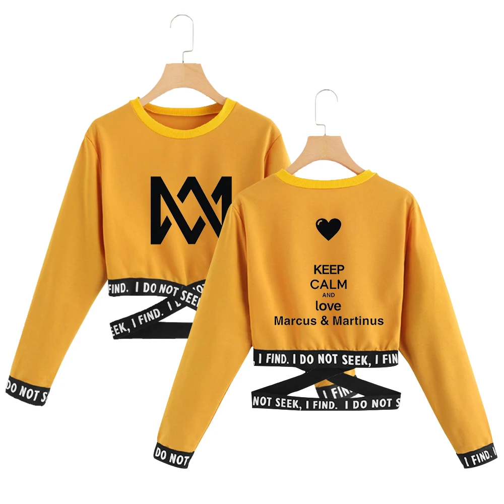 

Marcus & Martinus Cropped O-Neck Sweatshirts Women Fashion Long Sleeve Sweatshirt 2020 Hot Sale Casual Streetwear Sexy Clothes