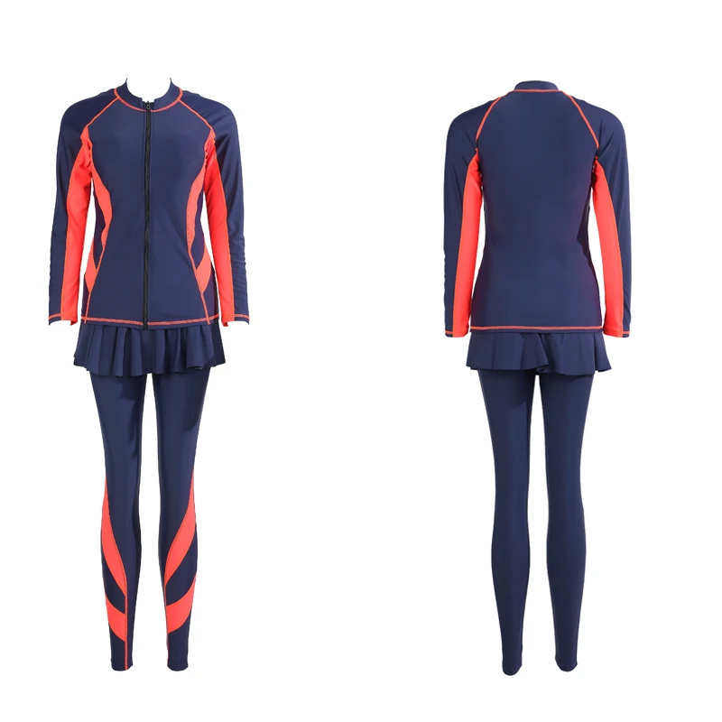 

Professional Swimwear 3 pieces Swimsuit Women Zipper long sleeves Swimsuit Sport Bodysuit Beach Bathing Suit Swim