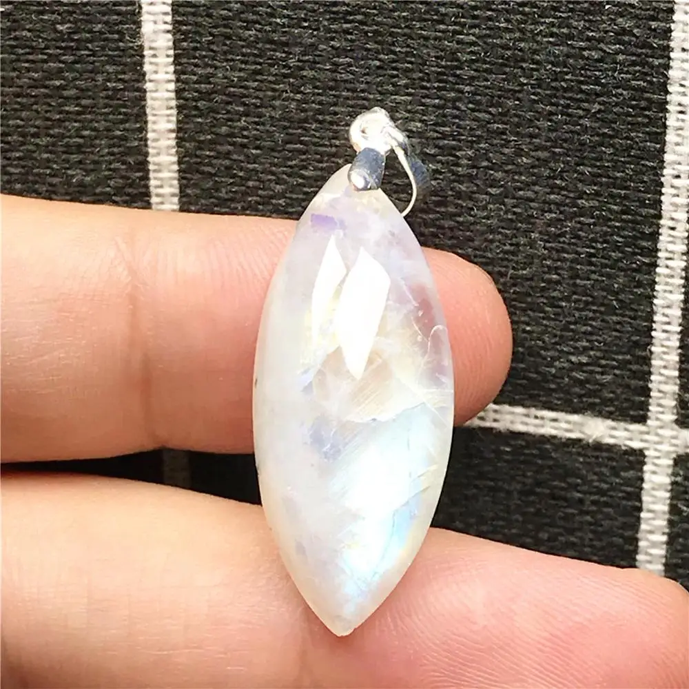 Естественный синий свет лунный камень кулон ювелирные изделия для женщин леди