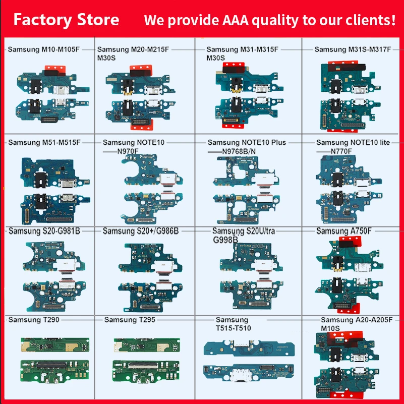 

Зарядный порт USB Зарядное устройство Док-плата Flex для Samsung T510 A20 T290 T295 M10 M20 M31S M51 Note10 lite plus S20 + S20 Ultra A750F