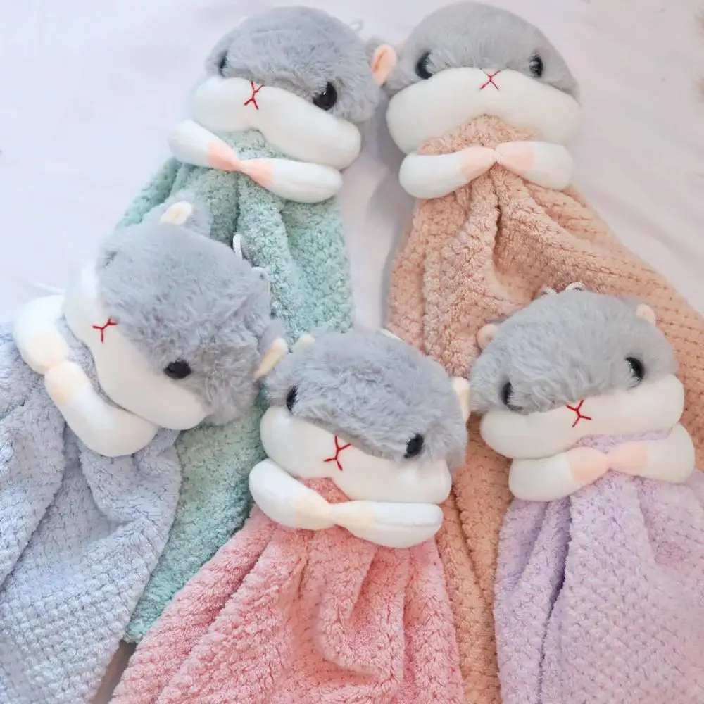 Подвесное полотенце для рук с мультяшным принтом симпатичное впитывающее хомяка