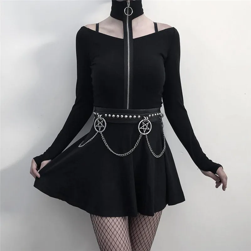 Женский ремень в стиле панк с металлическим кольцом форме звезды поясная цепочка