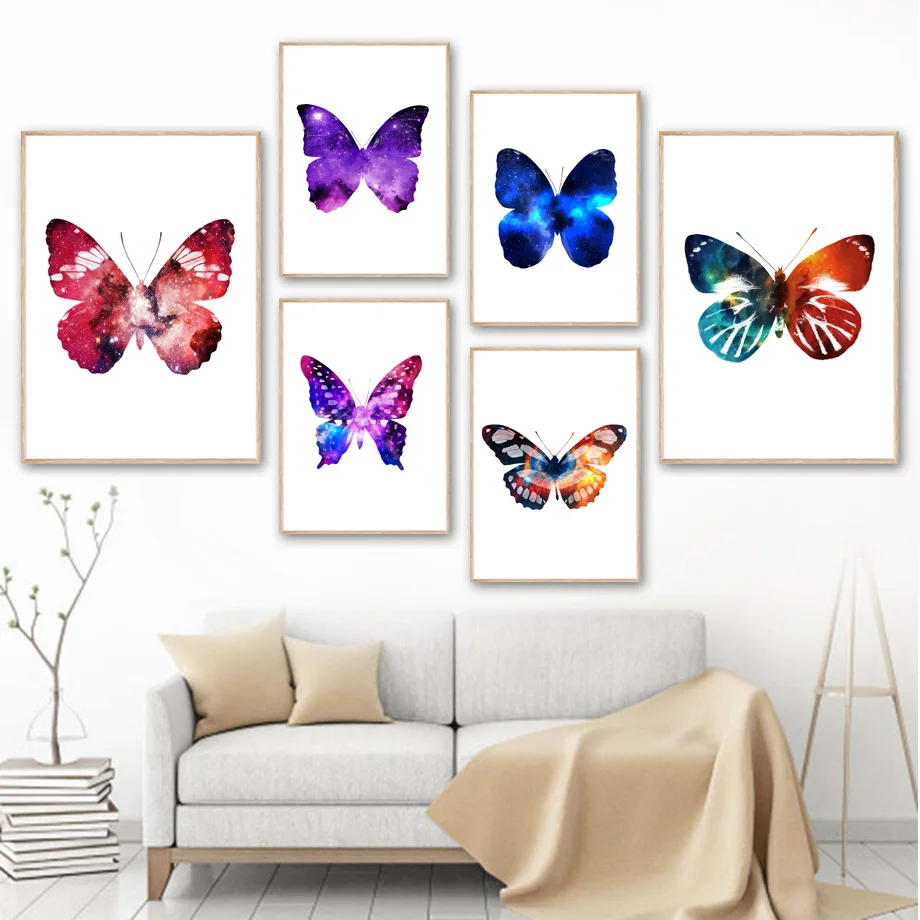 

Colorful Butterfly Insect Wings Wall Art Canvas Painting Nordic Posters And Prints Wall Pictures For Living Kawaii Room Decor