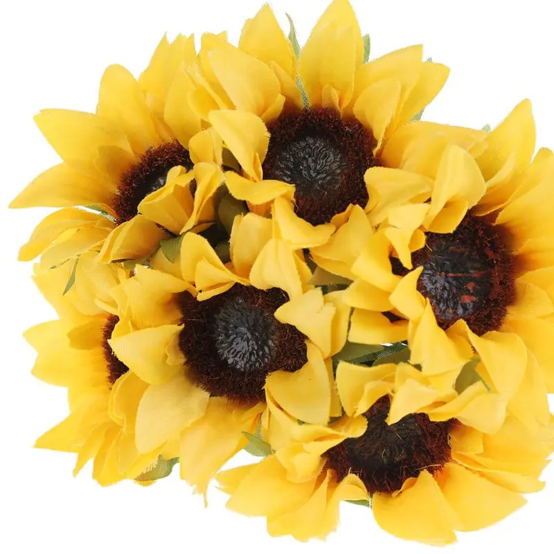 Искусственные Подсолнухи 4 пучка 24 головки искусственные листья | Дом и сад